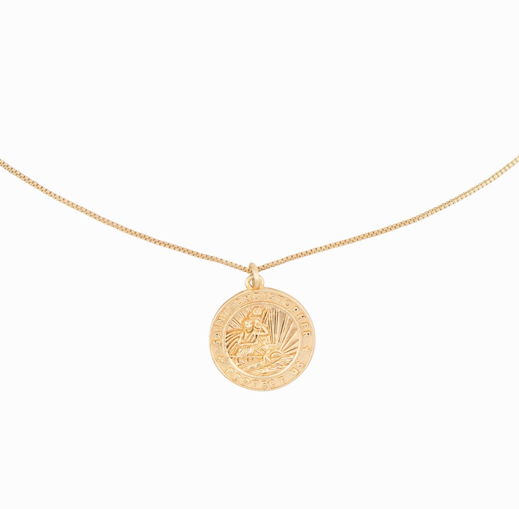 Get Back St. Christopher Gold Medallion Necklace